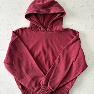 Aerie Burgundy Cropped Hoodie Sweatshirt - Size XS